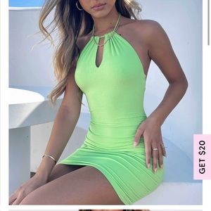 White fox artist muse mini dress in lime. Brand new no tags.